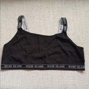 River Island Black Branded Strap Top